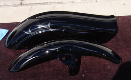 Black with aluminum / pearl ghost flames