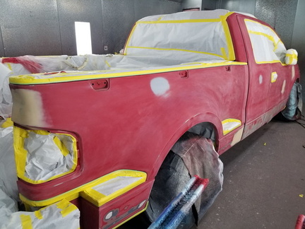 42 truck masked up for paint