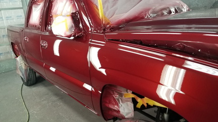 2007 Chevy Silverado cleared after basecoat sprayed