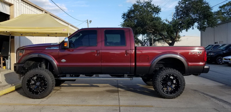 Ford F250 after painting wheel flares and lower trim