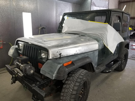 1995 Jeep stripped hood before priming