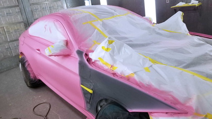 2018 BMW pink basecoat sprayed