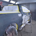 2007 Toyota Tundra masked up for paint