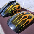 1993-94 custom Softail yellow to orange flames green outline